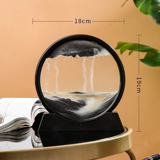 3D Hourglass Quicksand Moving Sand Art Picture Round Glass Deep Sea Sandscape